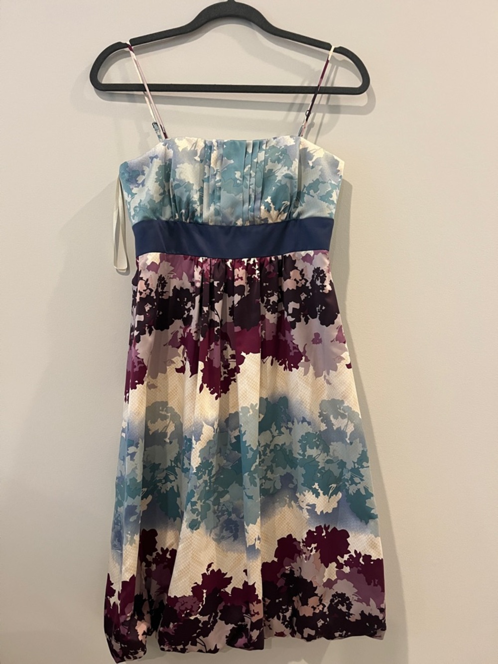 Floral Print Spaghetti Strap Dress in Blue and Purple- Max and Cleo